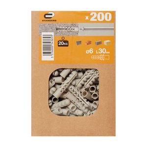 Tarugo 6x30mm x 200 unidades