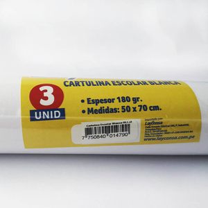Cartulina LAYCONSA Escolar Blanca Bolsa 3un
