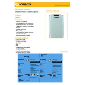 Deshumedecedor Panel Digital 260w Imaco – Dhe 15