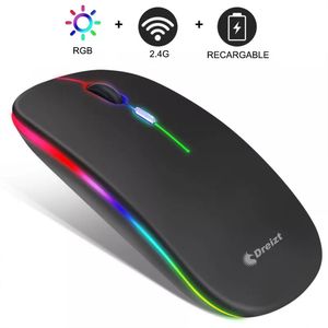 Mouse Inalámbrico Recargable con Iluminación LED RGB GR270025 Dreizt Negro