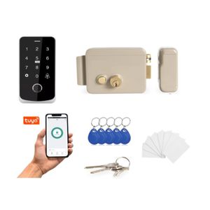Kit Cerradura Eléctrica + Sistema de Control de Acceso con Password Bluetooth Tarjeta y Huella