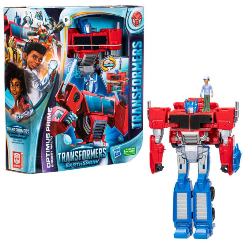 Figura Transformers Earthspark Spinchanger Optimus Real Plaza