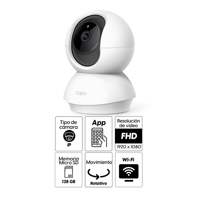 Cámara de seguridad Tapo C200 wifi, interior, 1080P, rotativo, infrarrojo