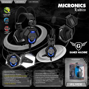 Audífono Gamer Micronics Hg801r Con Micrófono