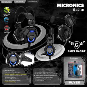 Audífono Gamer Micronics Hg801r Con Micrófono