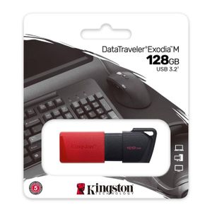 Kingston USB 3.2 Datatraveler Exodia M 128GB Rojo-Negro - DTXM/128GB