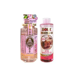 Gel de Ducha Flor de Cerezo + Aceite Masajeador Corporal de Rosa- Fruit of the Wakali