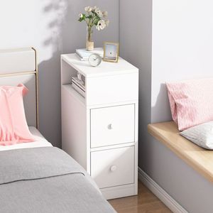 Mesa de Noche Moderna Maia Blanco 2 Cajones
