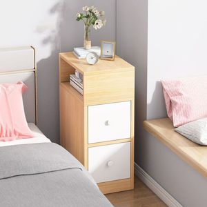 Mesa de Noche Moderna Maia Duna/Blanco 2 Cajones