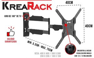 Rack para Tv 32 a 65" Estetico Tapacable Giro 180° Japan Negro