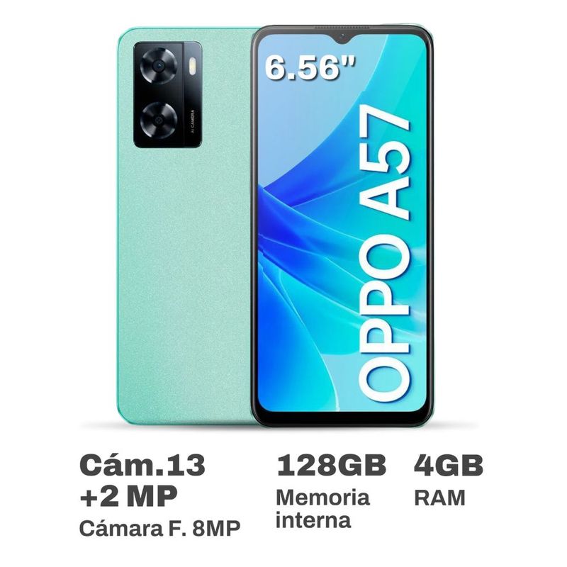 Oppo A57S 4 Gb Ram + 128 Gb Rom AZUL NUEVO SIN ABRIR - 3 AÑOS DE GARANTÍA -  Accel Movil - Móviles y Accesorios