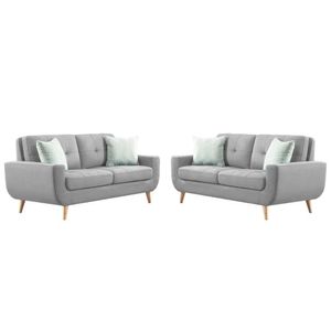 Juego de Sala Vintage Micaela 2-2 Cuerpos Gris Plata