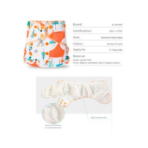 Pañal de Tela Algodón de Bambú Elinfant AI2 Lobitos