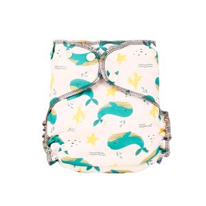 Pañal de Tela Algodón de Bambú Elinfant AI2 Ballena Verde
