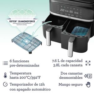 Freidora de aire dual Oster 2184263 con DiamondForce
