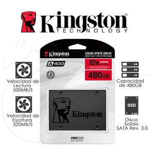 SSD 480GB Kingston A400 2.5" SATA 3.0 Ultra Veloz