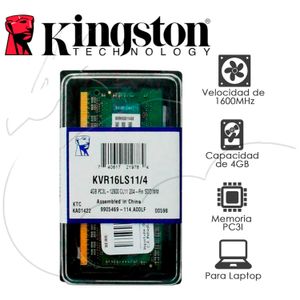 Memoria Ram Pc3l 4gb 1600mhz Laptop Kingston