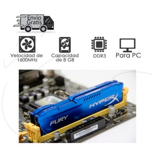 MEMORIAS RAM HYPERX FURY 8GB DDR3 1600MHZ PC