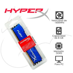 MEMORIAS RAM HYPERX FURY 8GB DDR3 1600MHZ PC