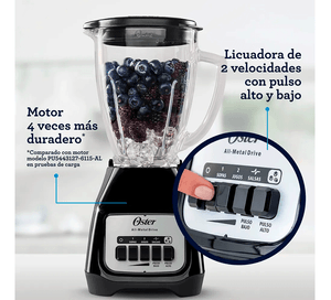 Licuadora 2Vel + Pulso Vaso de Vidrio 1.5Lt BLSTKAG-BPB - NEGRO