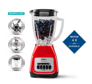 Licuadora 2 Velocidades + Pulso Vaso de Vidrio BLSTKAGRPB - ROJO