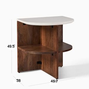 Mesa Lateral Moderna Jefferson Marrón/Blanco