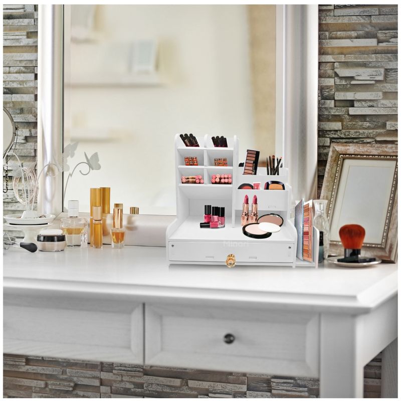 Organizador Porta Brochas Maquillaje Cosméticos para Tocador Elegante V/G  790P - Real Plaza