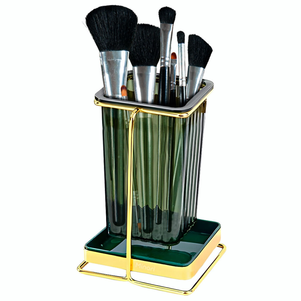 Organizador Porta Brochas Maquillaje Cosméticos para Tocador Elegante V/G  790P - Real Plaza