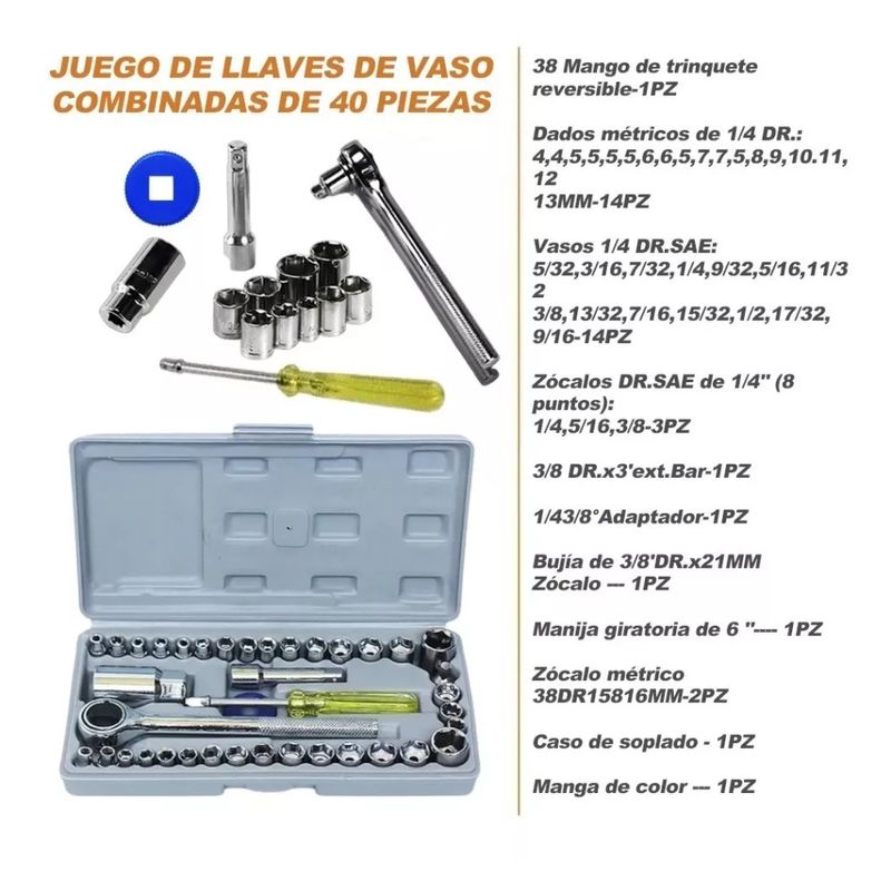 JUEGO HERRAMIENTAS 40 PIEZAS MULTIUSOS SET DADOS - H-40PCS