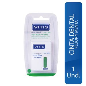 Cinta Dental con Cera Vitis Flúor y Menta - Frasco 50 M