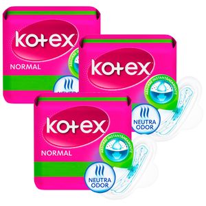 Pack Toalla Higiénica KOTEX Normal Paquete 60un x3un