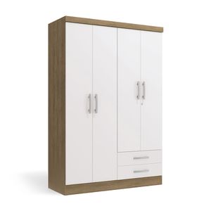 Ropero Ema 4 Puertas 2 Cajones MDP Maple/Blanco