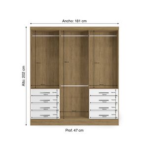 Ropero Ema 6 Puertas 8 Cajones MDP Maple/Blanco