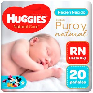 Pañales para Bebé HUGGIES Natural Care Primeros 100 Días Paquete 20un