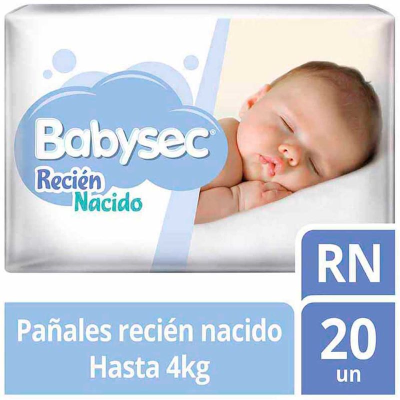 Pañales para Bebè BABYSEC Premium Recien Nacido Paquete 20un