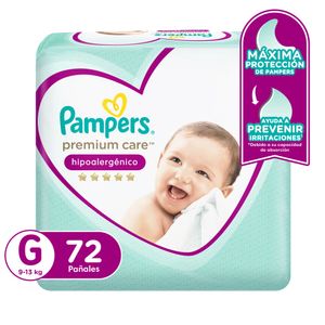 Pañales para Bebé PAMPERS Premium Care Talla G Megapack Paquete 72un