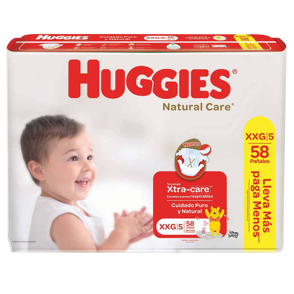 fiesta Obligar Fácil de comprender Pañales para Bebé HUGGIES Natural Care Talla XXG Paquete 58un | 629814