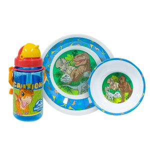 Set Melamine Con Botella Scool Jurassic Kids