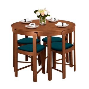 Juego de Comedor Circular Anabella 4 Sillas Color Jade