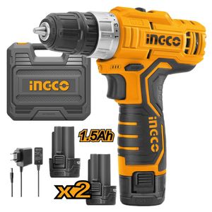 Taladro Atornillador Inalámbrico Ingco 12V + 2 Baterías 1.5AH + Maletín CDLI12325