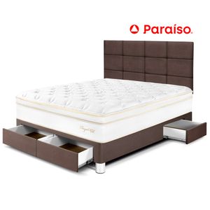 Dormitorio Royal Cloud con Cajones 2 Plazas y Cabecera Blocks Chocolate