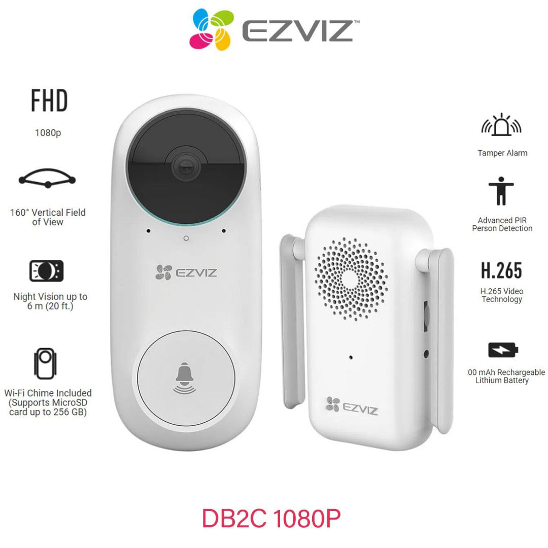 Timbre Ezviz con Cámara Wi-Fi (Doorbell) de Batería Recargab