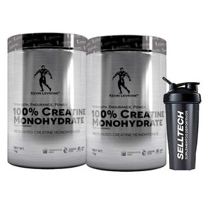 Pack Creatina Monohidratada Kevin Levrone 1kg x2 y Shaker