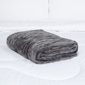 Manta Flannel Rayas Charcoal