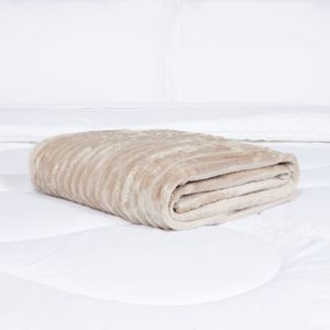 Manta Flannel Rayas Beige