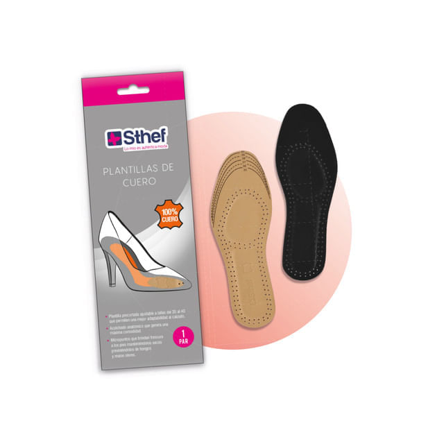 Plantillas Media Piel Con Carbón Activo Talla 40/41 EUR Para Zapatos De  Tacón
