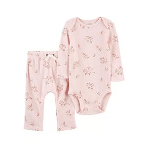 Conjunto Carter's de 2 Piezas, Body y Pantalón Rosado Modelo Floral para Bebé Niña