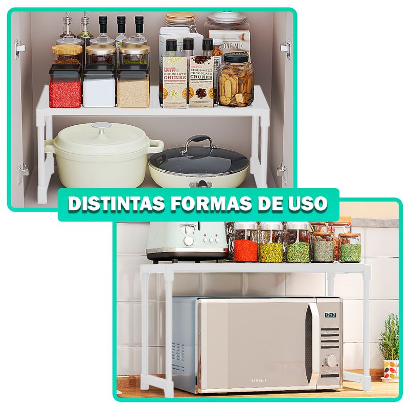 Estante Organizador de Microondas 3 Niveles para Cocina Blanco 350E MINARI