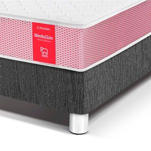 Dormitorio PARAISO Medallon Acero 2 Plazas + Baúl + 2 Almohadas + Protector