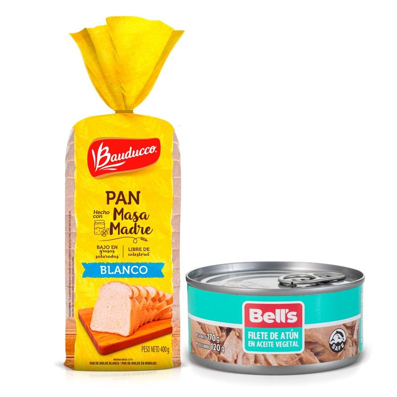 Pack Pan De Molde BAUDUCCO Masa Madre Blanco Bolsa 400g + Filete De ...